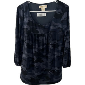 Women's Michael Kors Blue Camo Blouse Size M